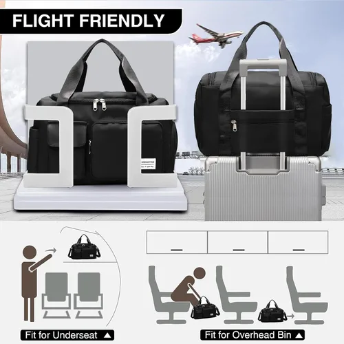 Miniatura 142 de Pequeña bolsa de gimnasio para mujer, bolsa de viaje con compartimento para zapatos