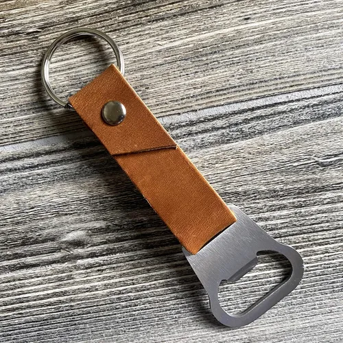 Miniatura 4 de Personalized Bottle Opener Keychain Leather - 3rd Anniversary Gift, Gift for Him, Father's Day Present