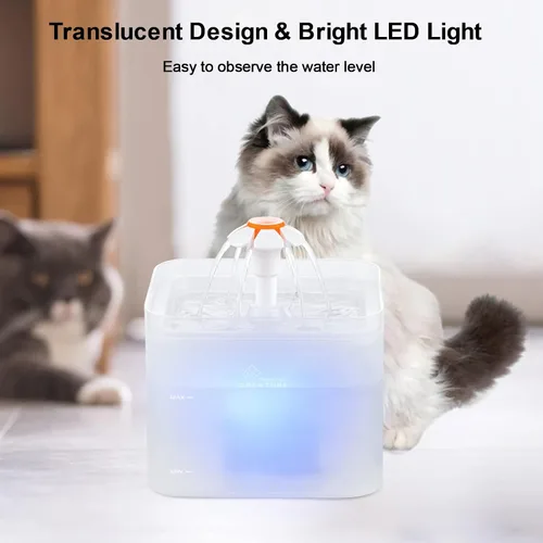 Miniatura 3 de Fuente de agua para gatos con 4 filtros y 4 esponjas, fuente de agua automática para gatos de 67 oz/2 litros, dispensador de agua para mascotas