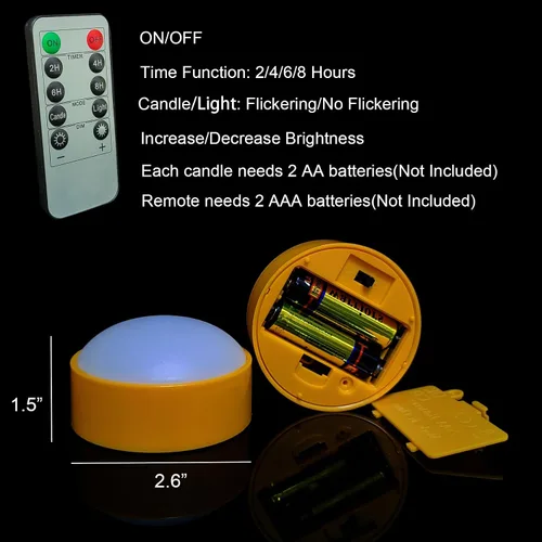 Miniatura 7 de Paquete de 2 luces de calabaza de Halloween con control remoto/temporizador, velas LED que funcionan con pilas, luces naranjas sin llama, velas