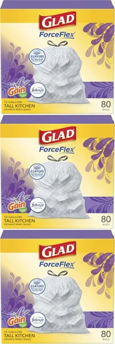 Bolsas de basura Glad ForceFlex para cocina altas, 13 galones, aroma a lavanda, 80 unidades (paquete puede variar) (paquete de 3)