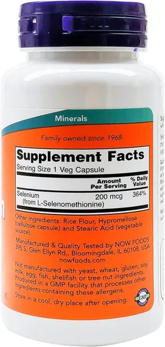 Miniatura 6 de NOW Suplementos, selenio (L-Selenometionina) 200 mcg, mineral esencial*, 90 cápsulas vegetales (paquete de 2)