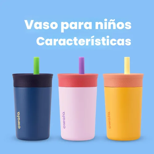 Miniatura 7 de Owala Vaso de acero inoxidable con aislamiento para niños con popote flexible resistente a derrames, fácil de limpiar y botella de agua de acero