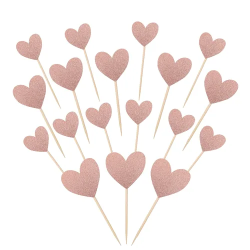 Miniatura 12 de 30 piezas de decoración para cupcakes con diseño de corazón con purpurina para cupcakes, despedida de soltera, boda, compromiso, decoración de Negro