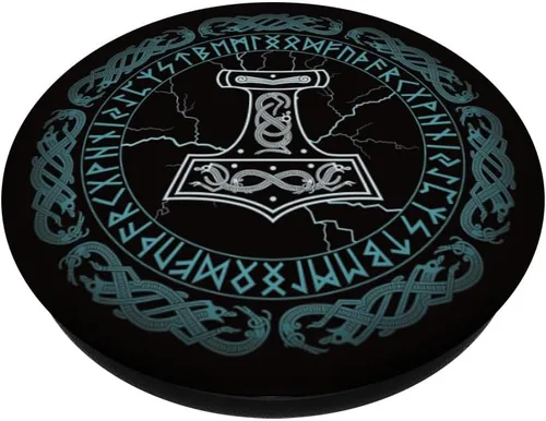 Miniatura 2 de Thor's Hammer Mjolnir Asgard Viking Runes PopSockets PopSockets intercambiable PopGrip