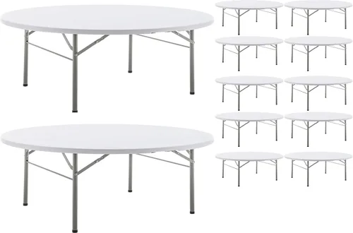 Miniatura 16 de BTEXPERT Juego de 2, mesa plegable de utilidad de 4 pies, ligera, altura ajustable, portátil, con asa de transporte, para interiores y exteriores