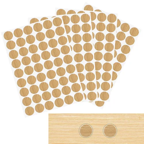 Miniatura 8 de Waziaqoc 216 calcomanías autoadhesivas para agujeros de tornillo (caqui), 4 hojas de mesa, tapas de tornillo, tapas de PVC, a prueba de polvo