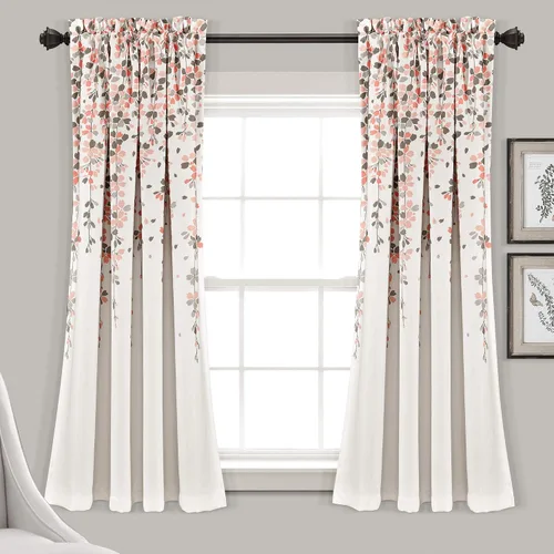 Miniatura 19 de Lush Decor Cenefa para ventana con filtro de luz, colección Weeping Flower, juego de cortinas, un par, 52" de ancho x 95" de largo + 2" de cabecera