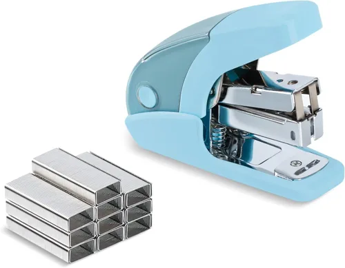 Miniatura 10 de PAPERPAL - Juego de grapadora mini sin esfuerzo, capacidad para 20 hojas, quitagrapas y almacenamiento de grapas integrados, contiene grapas