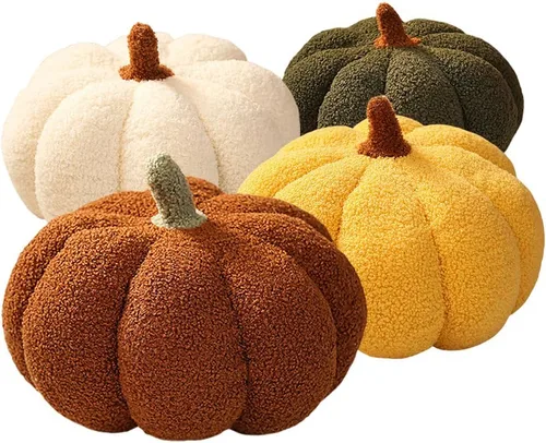 Miniatura 5 de Almohada decorativa con forma de calabaza para Halloween o Acción de Gracias, almohada con forma de calabaza, almohadas de calabaza simuladas en 3D