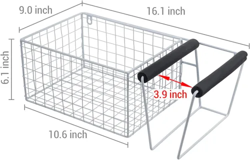 Miniatura 5 de MyGift 16 Inch Wall Mounted Metal Pickleball Paddle Rack and Storage, Hanging Equipment Organizer with Racket Holder and Basket for Balls