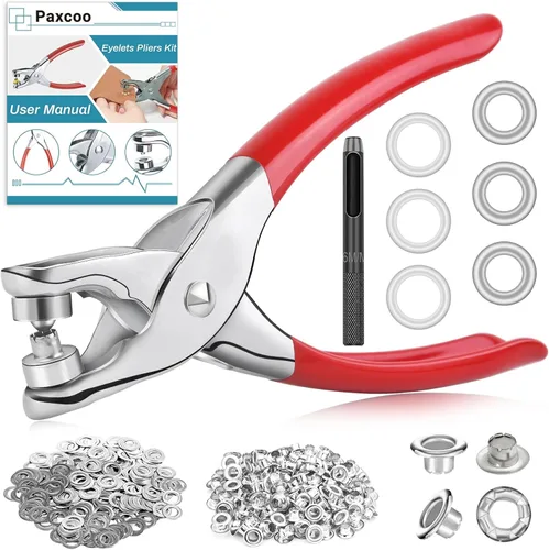 Miniatura 9 de Kit de herramientas de ojales de 1203 piezas con alicates de ojales, PAXCOO kit de ojales de tela de 1/4 pulgada 6 mm (tamaño de agujero interior)