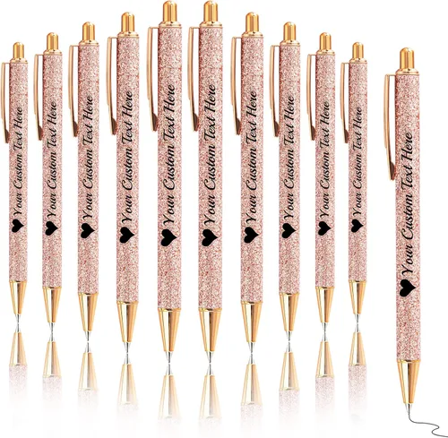Miniatura 18 de Bolígrafos con purpurina personalizados con nombre, bolígrafos bonitos y bonitos personalizados, bolígrafos retráctiles de tinta negra, suministros