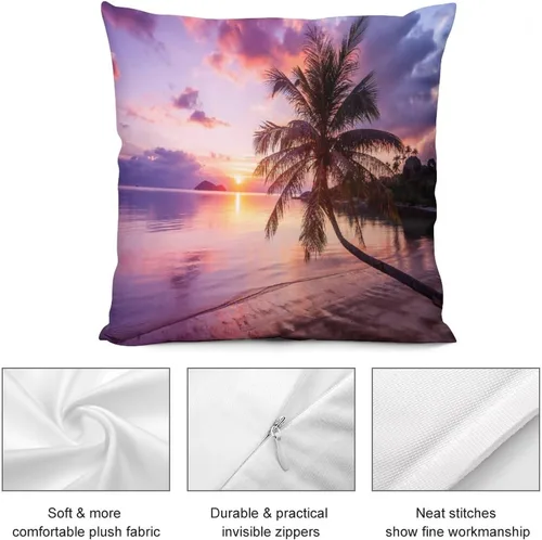 Miniatura 8 de Juego de 2 fundas de almohada con diseño escénico del océano tropical, fundas de almohada para sofá, fundas de almohada de poliéster para sofá