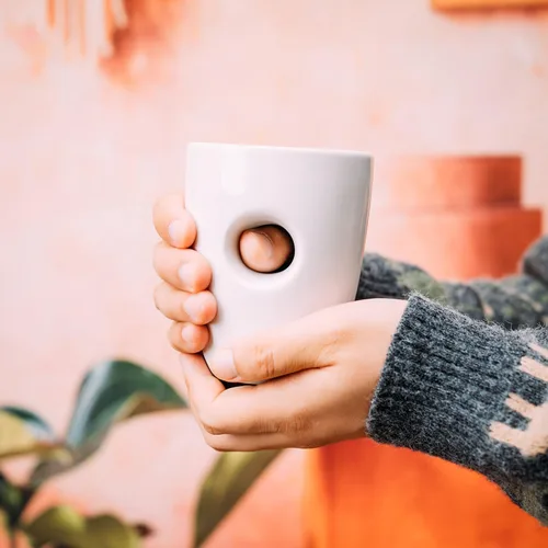 Miniatura 13 de Taza Calentadora de Manos, Cerámica de Cerámica Hecha a Mano y Pintada a Mano - El Bolsillo Contorneado Mantendrá el Calor de Tu Bebida Para