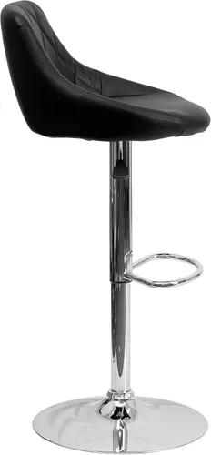 Miniatura 8 de Flash Furniture CH-82028A-BK-GG asiento de vinilo negro de diseño contemporáneo, banqueta alta ajustable con base cromada, Vinilo, Negro
