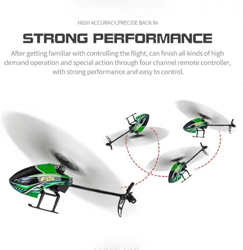 Miniatura 6 de FLYCOLOR Helicóptero RC F03 4Channel 2.4Ghz Control remoto con giroscopio de 6 ejes y retención de altitud y una tecla de despegue para Verde