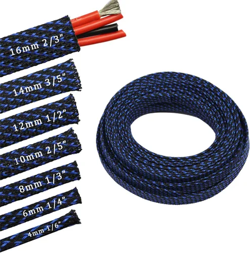 Miniatura 16 de Funda de cable de alambre expandible PET de 30 pies (1/2 pulgada, negro)