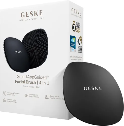 GESKE SmartAppGuided™ Cepillo facial | 4 en 1 | Cepillo de limpieza facial profesional | Cepillo facial de silicona para limpieza de la piel |