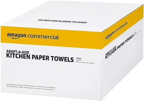 Miniatura 2 de AmazonCommercial - Toallas de papel de cocina adaptadas de 2 capas, color blanco (SOFI-054) A granel Tamaño adaptable Envueltas