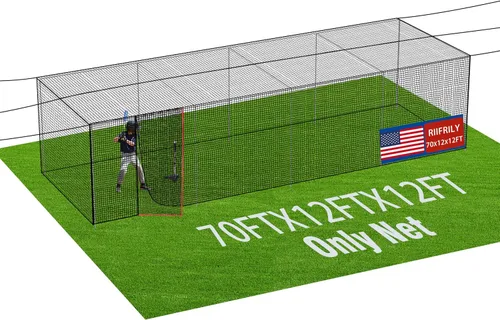 Miniatura 8 de RIIFRILY Redes para Jaulas de Bateo de Béisbol, 20'L/35'L/55'L/70'L Redes para Jaulas de Béisbol y Softbol, Malla de HDPE Cerrada #42/#45