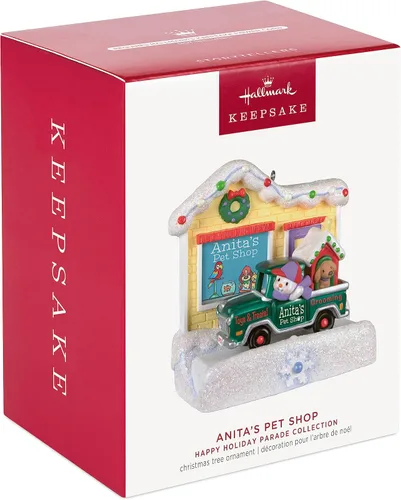 Miniatura 3 de Hallmark Keepsake Adorno navideño colgante 2023, colección Happy Holiday Parade Anita's Pet Shop musical con luz, regalos para ella