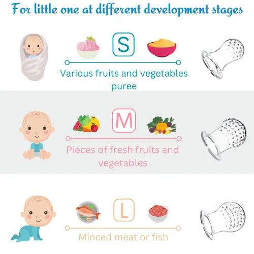 Miniatura 3 de Juego de alimentador de frutas para bebés, alimentador de alimentos frescos de silicona sin BPA con 3 tetinas de repuesto, alimentador de dentición