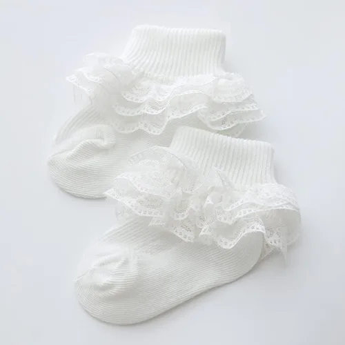 Miniatura 3 de Calcetines de encaje con volantes para recién nacidos, para niñas pequeñas