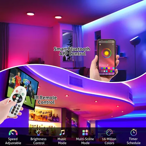 Miniatura 2 de WICHEMI Luces LED para escaparate, Bluetooth, control de aplicación, módulos LED para letreros de 100 pies, 200 unidades, 3 LED, 5050 SMD, RGB, tira