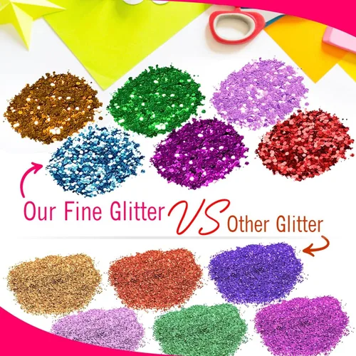 Miniatura 4 de Brillantina a granel, purpurina fina turquesa para manualidades, resina y álbumes de recortes, botellas agitadoras de 1 libra/16 onzas, ideales