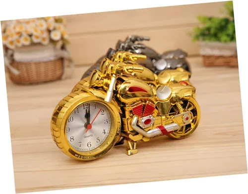 Miniatura 3 de IMIKEYA Reloj despertador para motocicleta, reloj despertador vintage, movimiento de cuarzo, estilo vintage para niños, reloj de motocicleta único