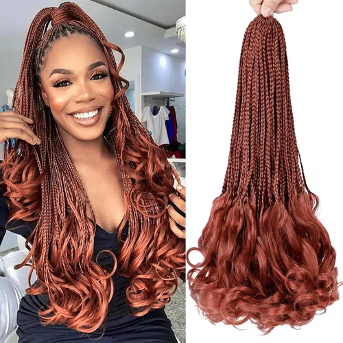 Miniatura 8 de Trenzas de ganchillo rizadas francesas de 14 pulgadas, 6 paquetes de trenzas caja con extremos rizados, trenzas de caja diosa, cabello trenzado #1B