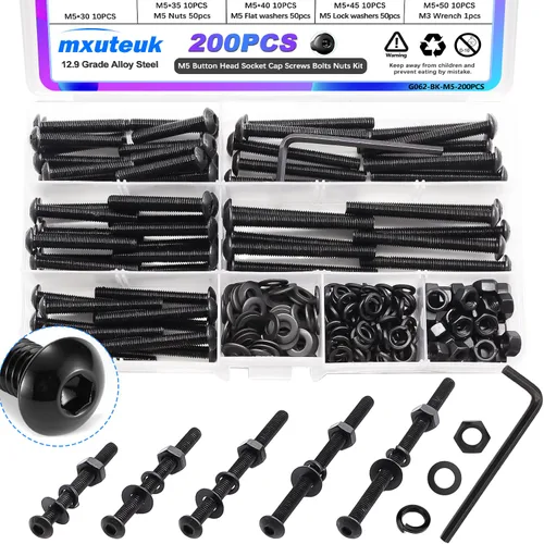 Miniatura 15 de mxuteuk Juego de tornillos M2.5 surtidos, M2.5 x 4/6/8/10/12/16/20/25mm, tornillos de cabeza hexagonal con tuerca hexagonal, kit de tuercas, acero