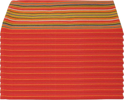 Miniatura 7 de Salsa Stripe - Toallas de cocina de 100 % algodón absorbente natural, gofres, multiusos, color rojo, naranja, verde, azul (28 x 16 pulgadas)