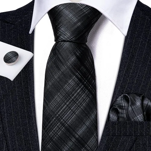Miniatura 188 de Barry.Wang Juego de corbatas para hombre, corbata de seda a rayas, tejido a cuadros, gemelos formales, negocios, boda