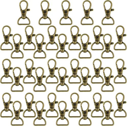 Miniatura 14 de Hotop 35 piezas de cierres giratorios para llavero, gancho de clip de metal de langosta con anillos en D para llavero, bolso, hardware, proyecto