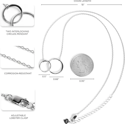 Miniatura 3 de Suavell Collar de madre e hijo. Collar de doble círculo de plata esterlina para mujer. Regalos para el día de la madre de parte del hijo. Regalos