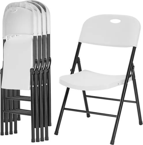 Miniatura 17 de Paquete de 2 sillas plegables de plástico resistente, sillas plegables de capacidad de 450 libras para interiores y exteriores, asientos portátiles