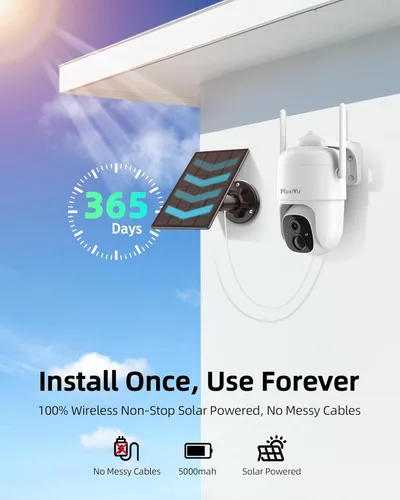 Miniatura 3 de Cámara de seguridad solar inalámbrica MaxiViz para exteriores, cámaras de seguridad para el hogar con panel solar, vista en vivo de 360°, visión