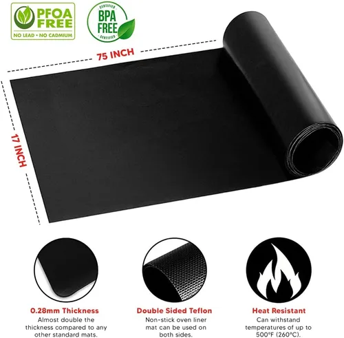 Miniatura 3 de Rollo de revestimiento de teflón para hornos, estufas y parrillas (75 x 17 pulgadas) - Corte personalizado al tamaño y forma necesarias