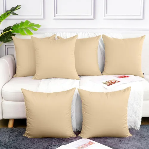 Miniatura 35 de Coddsmz Paquete de 6 fundas de almohada decorativas 100% algodón, fundas de cojín cuadradas de Navidad sólidas para el hogar, cama, sofá, día