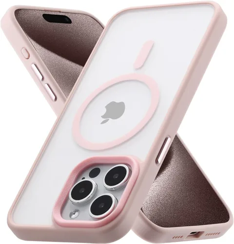 Miniatura 29 de Tigowos - Funda magnética para iPhone 15, resistente a las caídas, sensación de piel mate, a prueba de golpes, delgada, negro mate