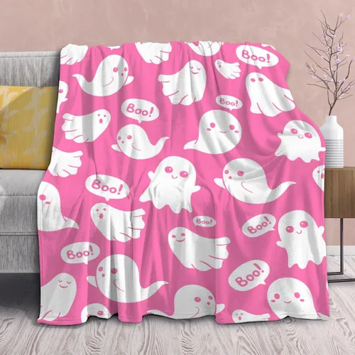 Miniatura 17 de Manta de fantasmas morados para niñas, mujeres y niños, manta ligera de forro polar espeluznante para niños, mantas de franela suave, decorativas