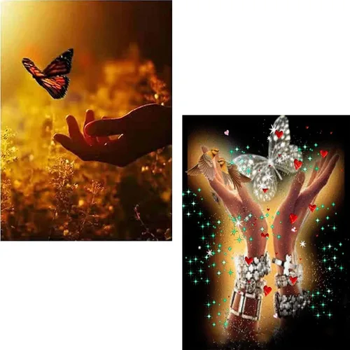 GANBA Paquete de 2 piezas de pintura de diamantes 5D con diseño de princesa por números, para adultos y niños, regalo de dibujo de cristal con