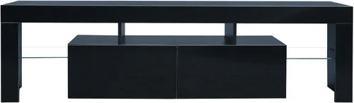 Miniatura 8 de Holaki Moderno soporte de TV LED de alto brillo con 20 luces de color, consola multimedia para TV de hasta 70 pulgadas, color negro