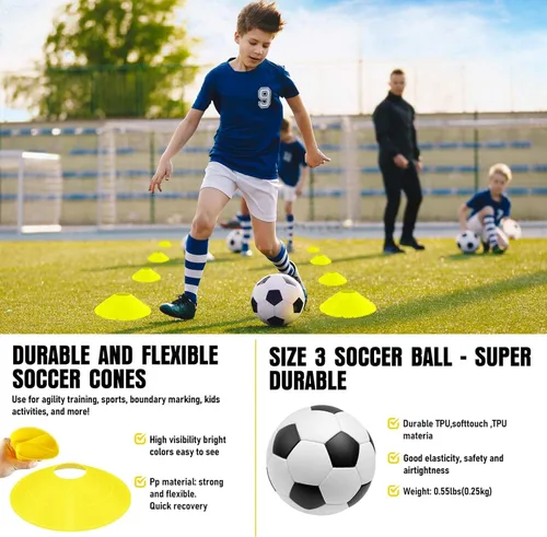Miniatura 5 de Portería de fútbol, juego de porterías de fútbol para niños para patio trasero, paquete de 2 redes de fútbol portátiles desplegables con pelota