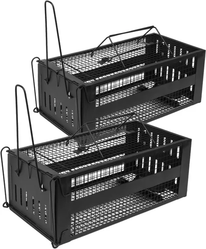 SZHLUX Paquete de 2 trampas para ratas, trampas para ratones para interiores y exteriores, pequeños roedores, ratones, ratones, ratones, hámsters,