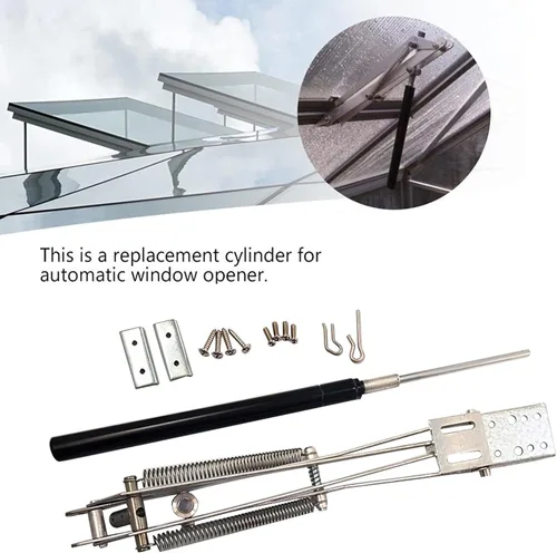 Miniatura 5 de Abreventanas automático para invernadero, accesorios de invernadero automático con sensor de energía solar, abridor de techo, cilindro de repuesto