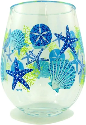 Miniatura 2 de Summer Sea Shells Beach - Vaso de plástico para vino, 16 onzas, paquete de 2