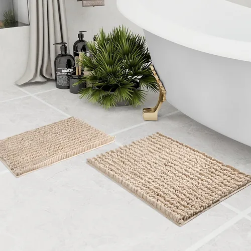 Miniatura 324 de Walensee Alfombra de baño antideslizante (24x17 pulgadas, rosa polvoriento) absorbente de agua, súper suave, lanuda de felpilla, lavable a máquina